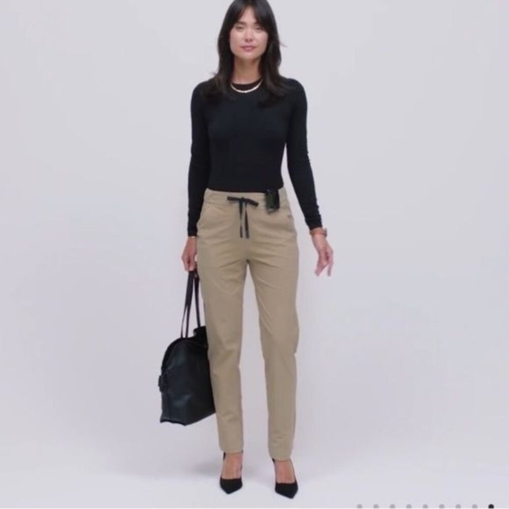 Figs Tan Skinny Pants High-Waisted Tapered